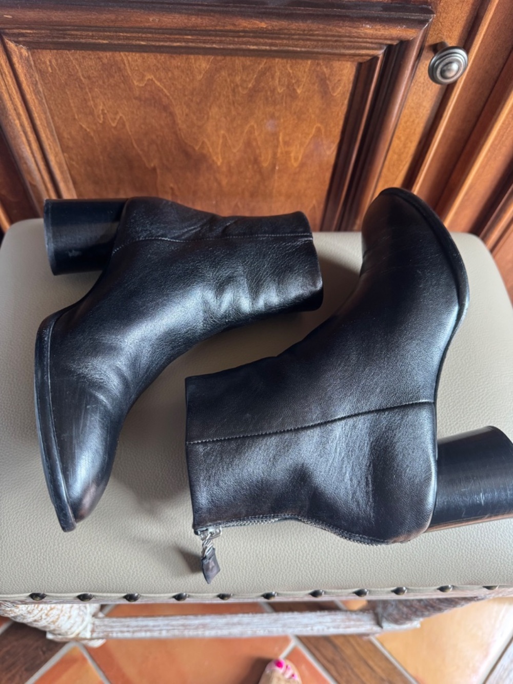 rag & bone Black Smooth Leather Ankle Boots, sz 6.5 Super soft!